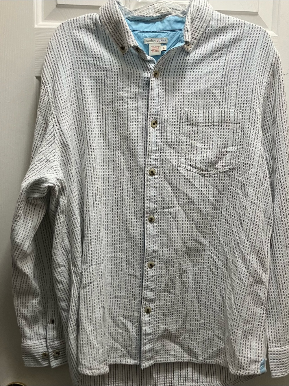 Carbon 2 Cobalt Shirt Men Large Light Blue Chambray Button Up Long Sleeve